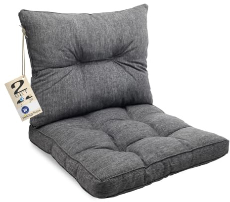 sunnypillow Polster für Gartenmöbel - 2er Set : Sitzkissen 60 x 60 cm + Rückenlehne 60 x 40 cm - Gartenpolster Outdoor, wasserdicht, UV-lichtecht - Polsterauflagen für Rattanmöbel - Kissen Anthrazit