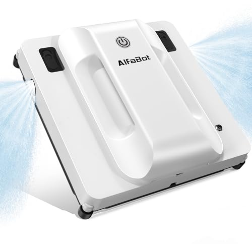 AlfaBot Window Cleaning Robot, Dual Water Spray,Intelligent Path Planning,6000Pa Suction Power, Wet/Dry Cleaning, Edge Detection Technology for High-Rise Window, Glass, Door, Mirror, Marble Wall
