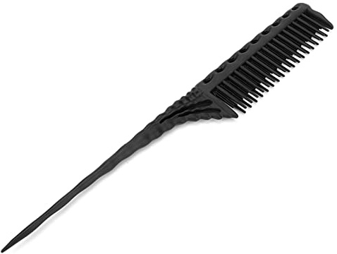 Zisemeil Pettine Modellante Leggero per Acconciature per Parrucchiere Usa 3 File Manico Antiscivolo Coda Appuntita per Vari Stili, 4 Colori Disponibili (Nero)