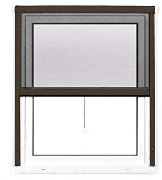 jarolift 4 en 1 Zanzara Moustiquaire Enroulable Pour fenêtres, Cadre En Aluminium, Toile En Fibre De Verre Robuste, 160 x 180 cm (larg x H), Marron
