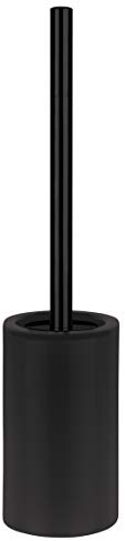 Spirella Tube Bürste Toilettenbürste Klobürste WC Garnitur aus Porzellan matt schwarz, Edelstahl, Noir Mat