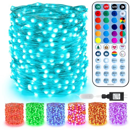 BrizLabs July 4th Fairy Lights, 66ft 200 LED Color Changing Fairy Lights with Remote, Plugin Red White Blue Twinkle Light RGB Rainbow Starry Xmas Light Music Sync for Xmas Halloween Home Party Wedding