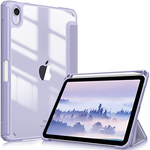 FINTIE Hybrid Case for iPad Mini 7 / Mini 6 8.3 Inch, Lilac Purple | Shockproof Clear Cover, TPU Frame, Built-in Pencil Holder, Auto Wake/Sleep