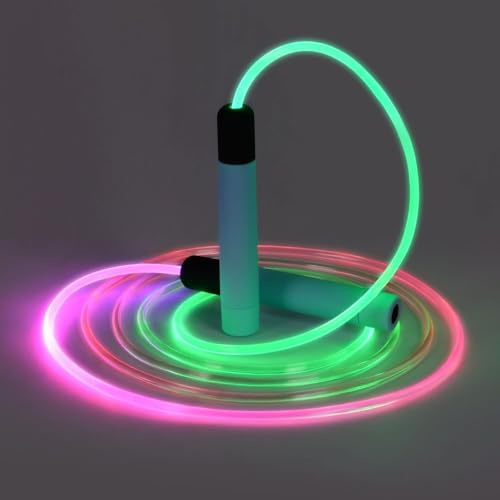 Flintronic Springseil Erwachsene Fitness, 280cm Speed Rope mit LED Licht, Verstellbare Skipping Rope, Jump Rope mit Anti-Rutsch Griffe für Intervalltraining Training (Blau A) Ohne Batterie