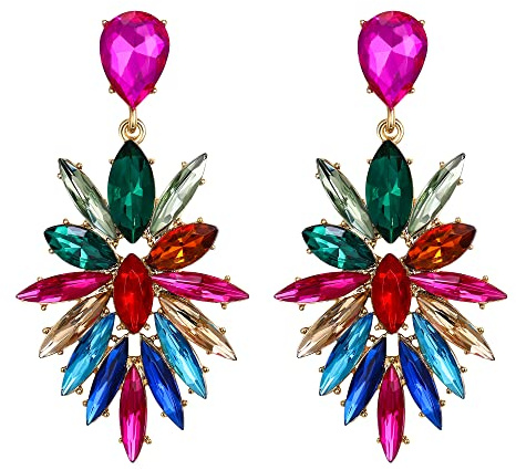 Pendientes de Mujer-Clearine Descripción Champán Verde y Azul Marqués Cristal de Diamantes de Imitación Candelabro Colgante Joyería