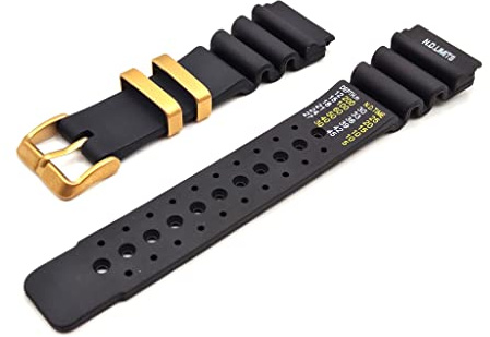 Armband Gummi kompatibel mit Citizen Promaster Aqualand C022 mit 6 Schrauben nd Limits 24 mm Sub Diver Vintage Schnalle Gold, Messing, Metall