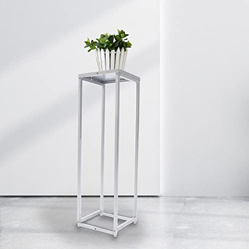 Metall Blumenbodenvase Metallsäule Blumenständer Pflanzenständer Blumenvase DIY Vase Geometrische Blumenvase Silber Blumenregal Blumenarrangement für Hochzeitsfest Party Dekoration (80X24X24CM)