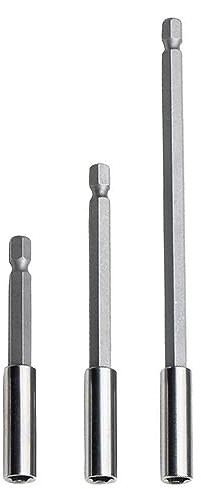 3pcs Electric Drill Screwdriver Extension, Quick Release Magnetic Drill Bit Holder with 1/4 Hex Shank for Drill and Handheld Driver (75/100/150mm)