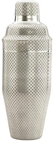 Barfly 3-Piece Diamond Lattice Etch Japanese Cocktail Shaker Set (24 Oz/700ml), Stainless Steel