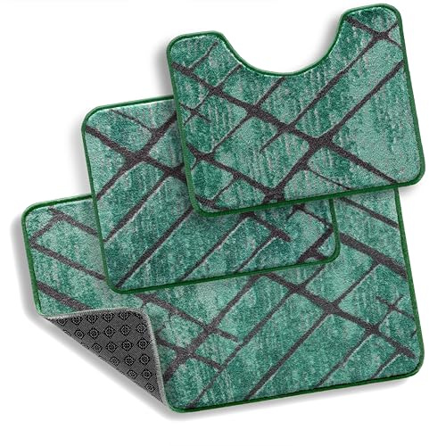 TA&MA STORE Badezimmerteppich Set | Badteppich rutschfest waschbar - Badvorleger für das Badezimmer - Badematten & Badteppiche schnell trocknend
