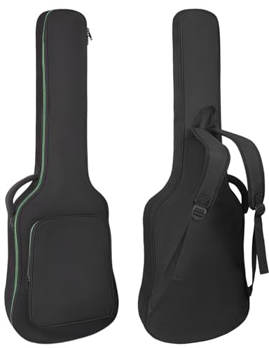 MUZTOP Electric Guitar Bag 7MM Soft Padded Electric Guitar Case 39 Inch Gig Bag Backpack with Back Hanger Loop and Shoulder Strap, Green Zipper
