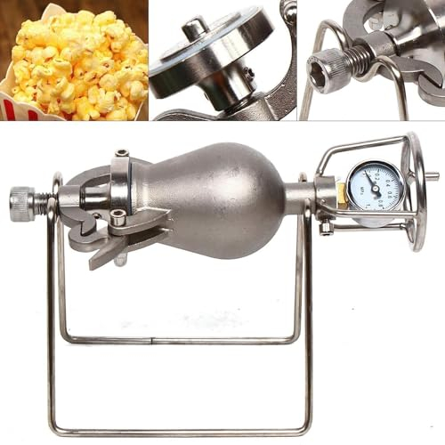 Máquina para Hacer Palomitas de maíz Tradicional Vintage, Mini máquina de Palomitas de maíz a Alta presión para tostar Profesional de Acero Inoxidable, para decoración navideña, Olla para Palomitas