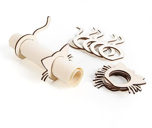 Logbuch-Verlag Katzen Party Deko 6 Serviettenringe Serviettenhalter aus Holz Tischdeko Katzenparty Katzenbesitzer Geschenk