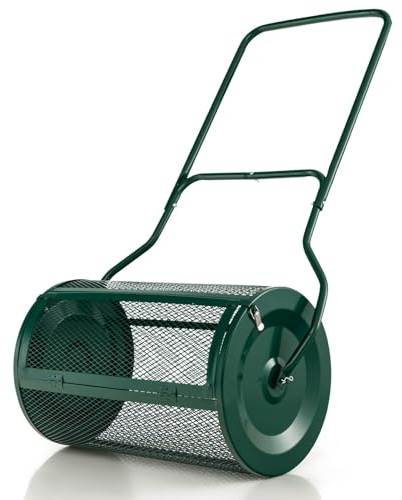 ZbOLi 40X60CM -Kompoststreuer mit U-förmigem Griff und seitlichen Verschlüssen, Torfmoos-Aussaat, Mist, Düngemittel, Gartenstreuer, robuster Rasenstreuer aus Metallgeflecht mit Korbaufsatz