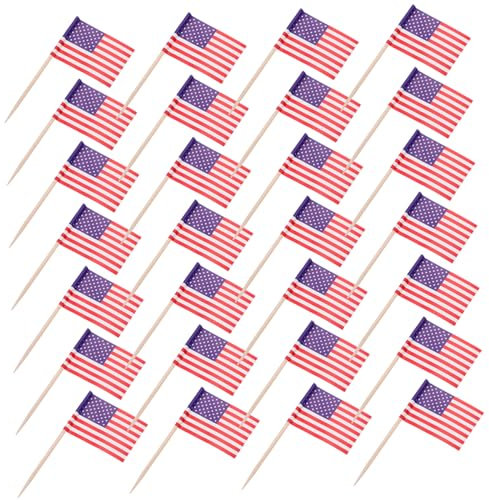CORHAD 1000 Stk Zahnstocher-Kucheneinsatz -Flaggen Mini-amerikanische Flaggen auf Wurstzubehör vielzweckleiter hichzeitstortendeko Cupcake-Zubehör zarte Länderflaggen hölzern