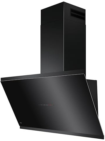 AEG Dunstabzugshaube Serie 7000 mit SilenceTech 90cm – kopffreie Wandhaube mit Glas – Ab- und Umluft – max. 760 m³/h im Abluftbetrieb mit max. 67 dB(A) – Lüftenfunktion – Schwarz – GV77D91SB