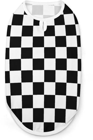 Hundewesten für Hunde und Katzen, karierte Flagge, Schwarz / Weiß, Größe M