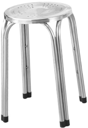 Folpus Taburete Apilable de Acero Inoxidable de Bar, Taburete de Respaldo de Estilo Utilitario, Superficie Perforada para Ventilación, para Hogar y Restaurante