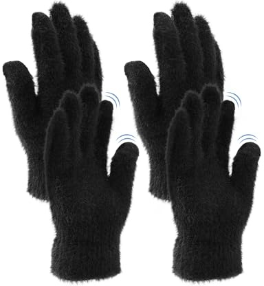 MELLIEX 2 Paar Damen Fingerlose Handschuhe, Winter Armstulpen Handschuhe Fingerlos Warm Plüsch Gestrickte Kurze Fäustlinge für Damen Mädchen