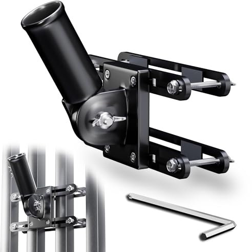 EFEALL Fahnenhalter, 180° Verstellbarer Fahnenhalterung, Bohrfreier Flaggenhalter, Aluminium-Fahnenhalter, Stabiler Rostfreier Fahnenmasthalterung geeignet für Geländer (Schwarz)