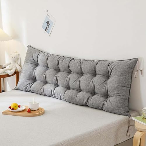Genérico Cojín De Lectura Almohada Lumbar Almohadón De Color Sólido para Cama Sofá Y Dormitorio Suave Tatami Dormitorio Reposacabezas De Cama Cojín De Respaldo De Lectura,Gris,90x50cm