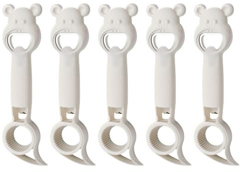 Juego de 5 abrelatas ajustable, abridor de tarros de acero inoxidable 4-1, abridor de tapas de cristal, abridor de tapa de cristal manual, abridor de botellas antideslizante para personas mayores,