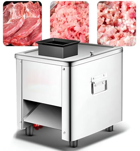 AIZYR Máquina Cortadora De Carne De Acero Inoxidable Rebanadora De Carne, Máquina Cortadora De Tiras Rebanadora De Fiambres para Rebanadas Y Tiras,2.5mm Blade Distance