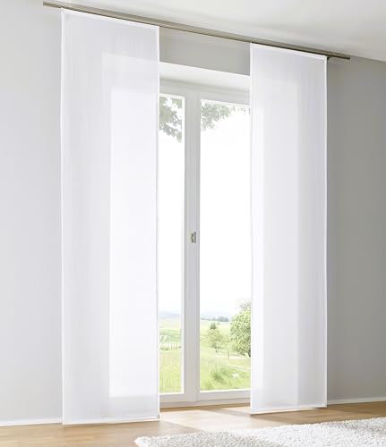 Kutti Schiebegardine Schiebevorhang Raumtrenner Enya weiß Uni mit Paneelwagen B 60 x H 175 cm (1 STK)