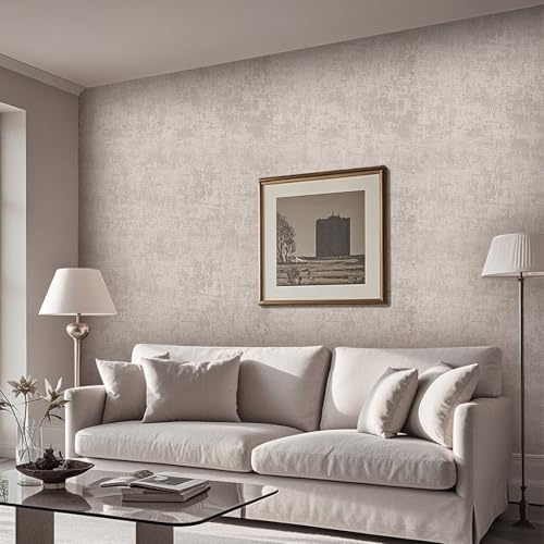 Tarwanear Brown Wallpaper for Living Room Beige Wallpaper Industrial Textured Concrete Effect with Metallic Detailing Shabby Chic Wall Paper Roll for Feature Walls Frontroom Bedroom