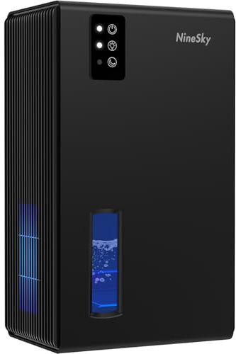 NineSky Dehumidifier, 1000 sq.ft Dehumidifiers for Home with 95oz Large Water Tank,Quiet Dehumidifier with 7-Color Ambient Light & Auto Shut Off, Dehumidifier for Basement, Bedroom, Bathroom (Black)