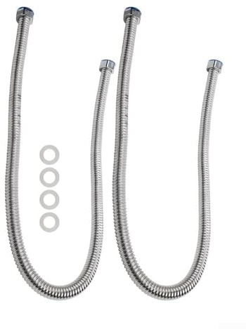 Tubo flessibile per caldaia da 3/4, 1 m, in acciaio inox, corrugato, tubo resistente al calore e alla pressione (confezione da 2)