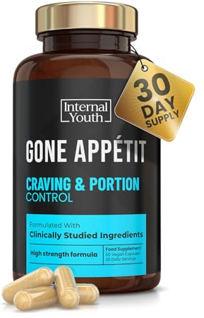Gone Appétit - Cravings & Portion Control - Appetite Suppressants for Women and Men – Weight Loss Pills that Work Fast - Clinically Studied Ingredients - Made in the UK - 60 Capsules