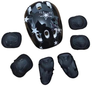 FewNvWa Set di 7 Pezzi: Casco da Bici, Attrezzatura per Skateboard per Ragazzi E Adolescenti, Casco Sportivo per Skateboard.
