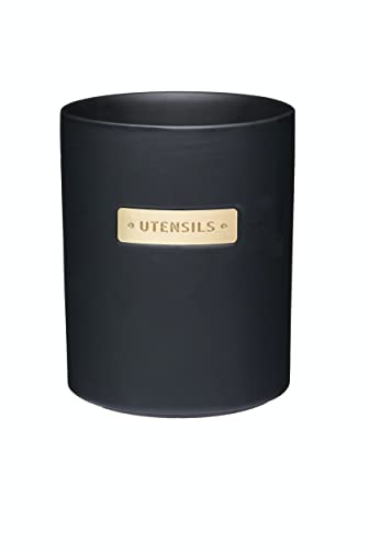MasterClass Stoneware and Brass-Effect Kitchen Utensil Holder, Black