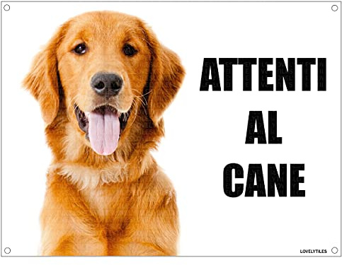 GOLDEN RETRIEVER attenti al cane mod 2 TARGA cartello IN METALLO (15X20)
