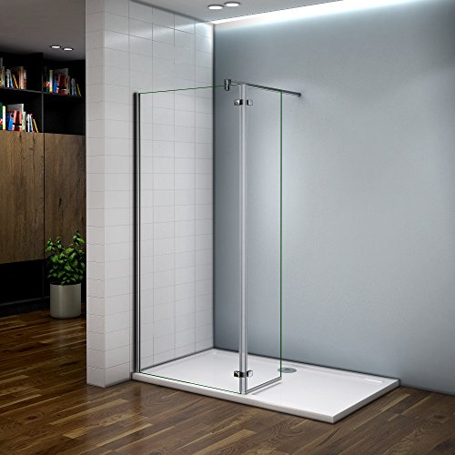 Paroi de douche 120x200 avec retour pivotante 40cm et la barre de fixation avec la pince tourné à 360 degré 140cm paroi de douche à l'italienne