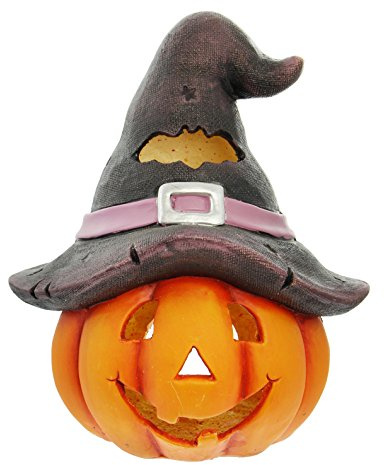 FRANK FLECHTWAREN Kürbis-Windlicht Hexenhut, schöne schaurige Halloween Dekoration, vielseitig einsetzbar