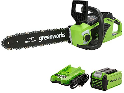 Greenworks 40V 14-Inch Cordless Chainsaw, 2.5Ah Battery Included (Great For Storm Clean-Up, Pruning, and Camping)