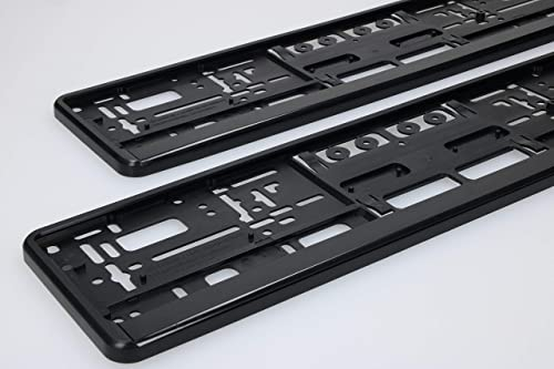 Juego de 2 soportes para matrícula de coche – Soporte universal para matrícula de coche – Negro para todas las matrículas de la UE 52 cm – Montaje fácil en la parte delantera y trasera