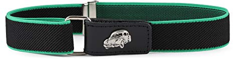 Ladeheid Jungen Gürtel Elastik-Gürtel 1-6 Jahre 34-65 cm P15S (Schwarz/Grün/Auto)
