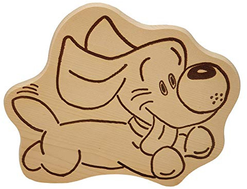 DEKOFANT Frühstücksbrettchen Holz Hund rennt Dackel 26 x 23 x 1,5 cm
