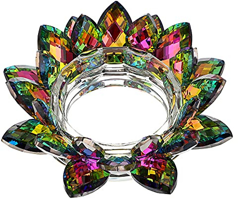 SUMTree Kerzenhalter aus Glas, Lotusblume, Mehrfarbig, D7,5 cm | Großer Votivkerzenhalter, Stumpenkerzenhalter