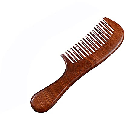 SHULLIN Holzkamm Kamm aus Sandelholz Breite 20cm antistatischer handgemachter mit Griff Haarkamm für Damen Herren Kinder Breitzahn Kamm für dicht feines und langes Haar Schnurrbart