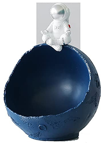 DUNAKE Taschenleerer Schlüssel Organizer,Schale Für Schlüssel,Schlüsselschale,Skulptur Süßigkeitenschale,Astronauten-Statue,Schlüssel Aufbewahrungsbox,Schmuckaufbewahrung,Snackschale (Color : Blue)