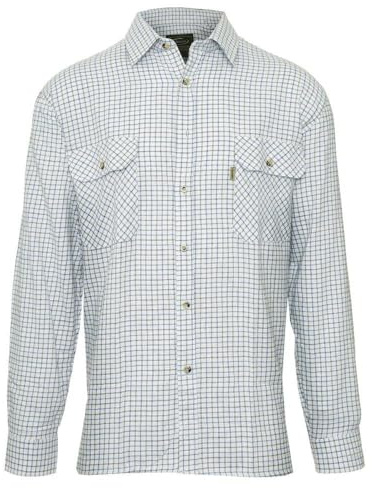 WALKER AND HAWKES - Mens Long Sleeved 100% Cotton Tattersall Country Check Shirt - Blue - Large (42'')