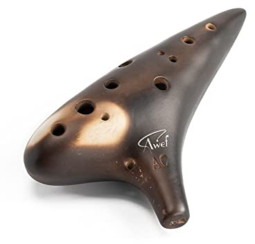 Joy of Wood Thrush 12 Hole Alto C Ceramic Ocarina Sweet Potato Shape in Exquisite Craft (Free Smokey Coffee)
