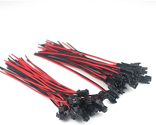 Taikuwu JST SM 2-Pin Steckverbinder Set - 20 Paar Stecker & Buchse mit 135mm 22 AWG Kabel für LED Beleuchtung, Modellbau, Drohnen & DIY-Projekte
