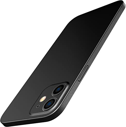 JETech Ultra Dünn Hülle für iPhone 12, Schwarz | Kameraschutz, Leicht, Matte Oberfläche, Minimalistische PP-Hartschale, Kabelloses Laden Unterstützt