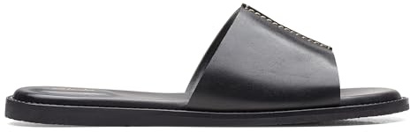 Clarks - Karsea Mule, sandalia de diapositivas, Black Leather,
