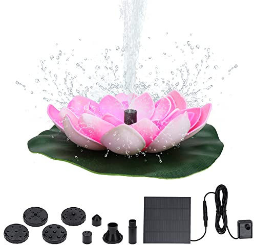 Skystuff 1.2W Solar Fountain With 6 Nozzles for Garden Pond, Pool, Bird Bath, Water Feature and Decoration - Rose Red